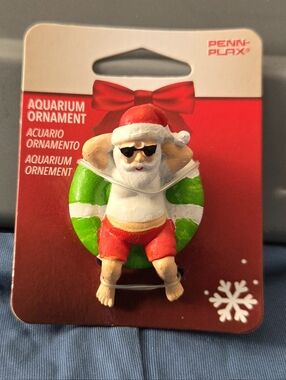 Santa on Green Float Aquarium Ornament
